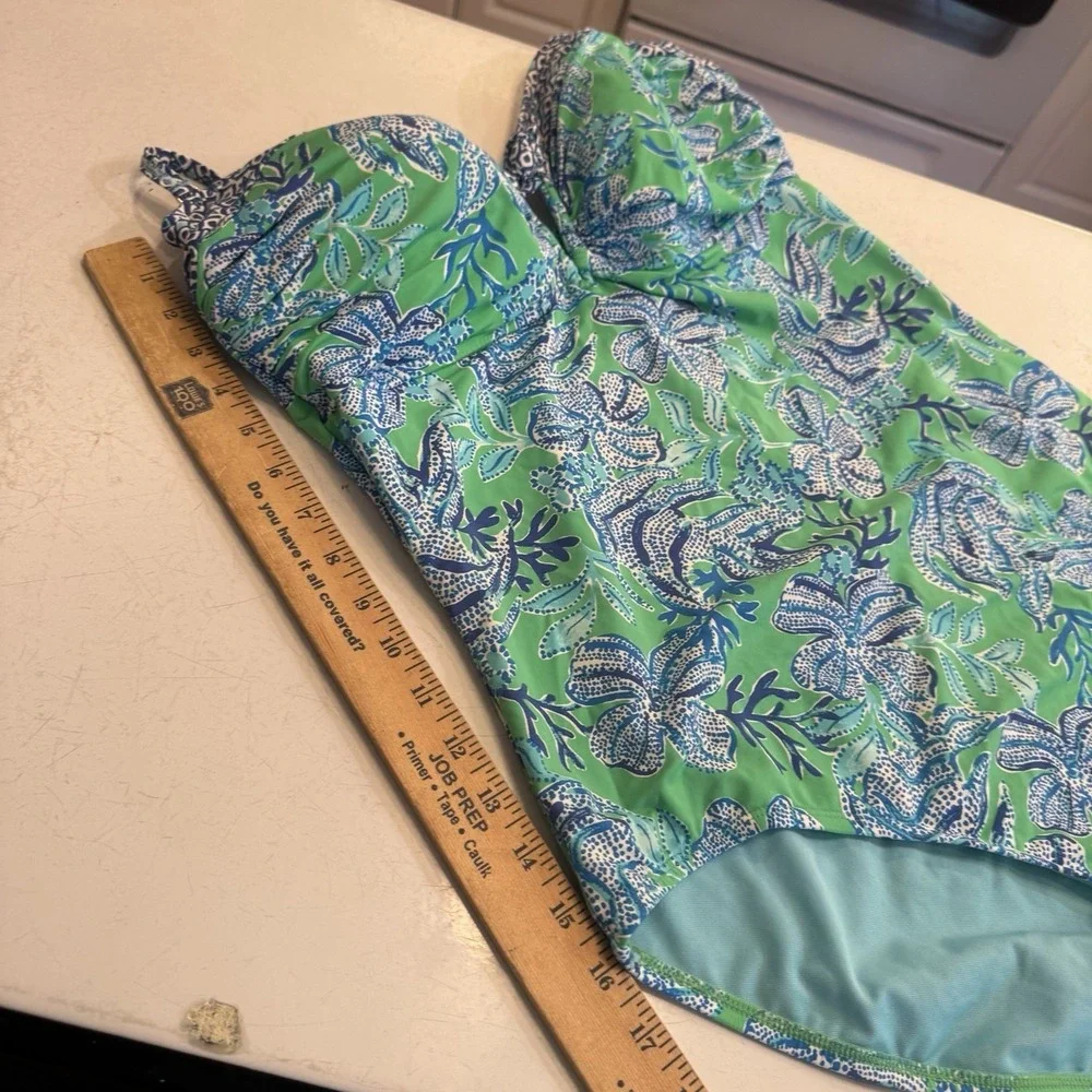 Lilly Pulitzer Green & Blue Floral One-Piece Swimsuit
